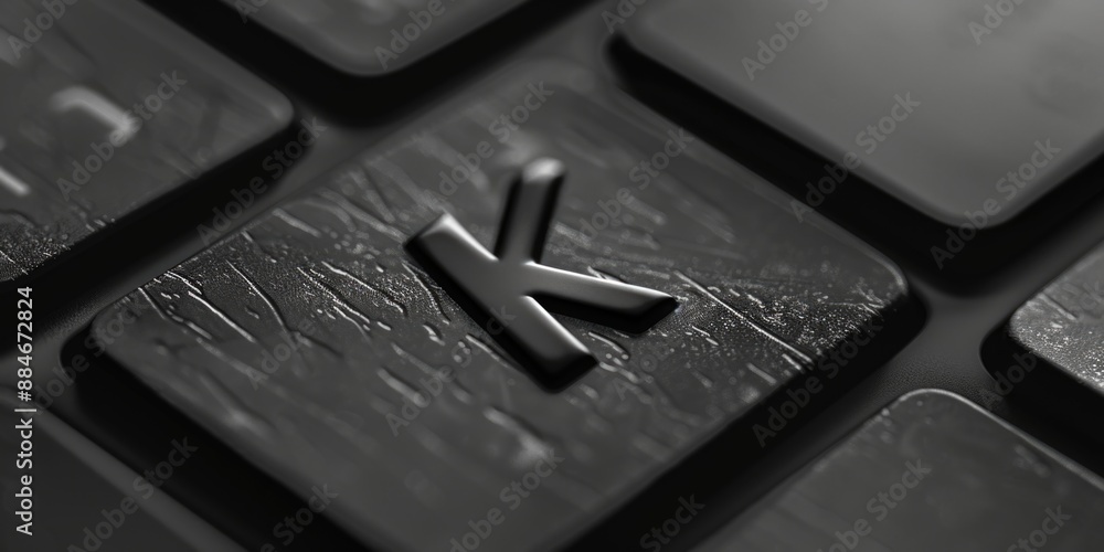 Poster a detailed view of a keyboard key, featuring the letter k