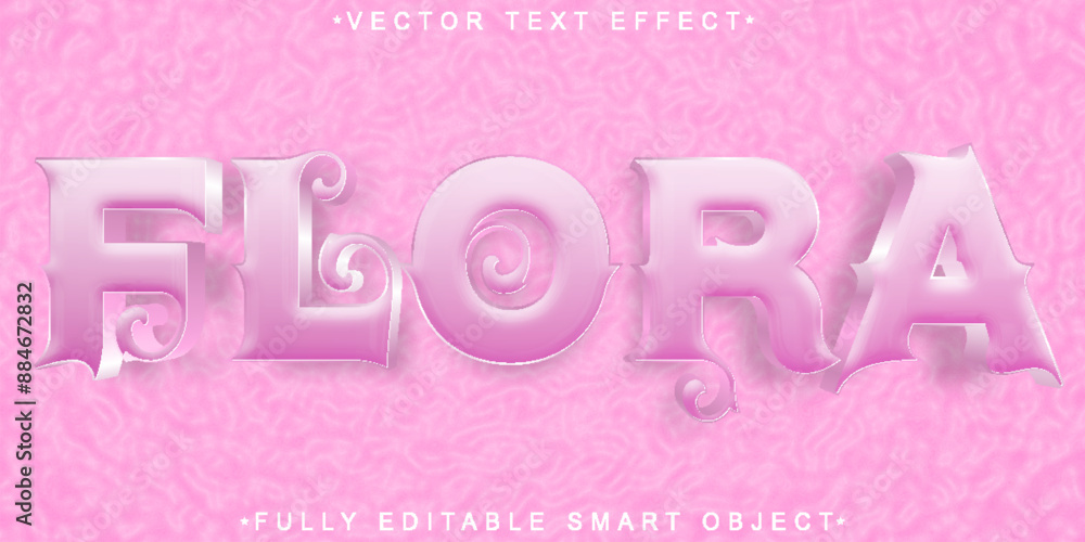 Poster pink cute flora vector fully editable smart object text effect