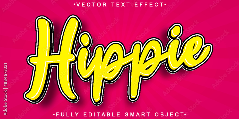 Poster oldschool hippie red vector fully editable smart object text effect