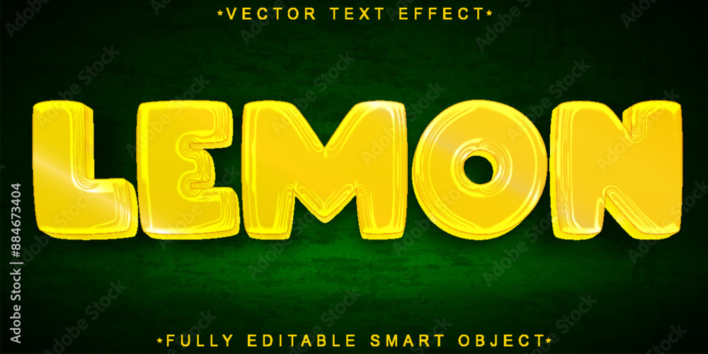 Poster yellow lemon vector fully editable smart object text effect