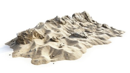 Obraz premium A sandy-covered mountain on a white surface, ideal for use in travel or nature-related contexts