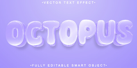 Cartoon Purple Octopus Vector Fully Editable Smart Object Text Effect
