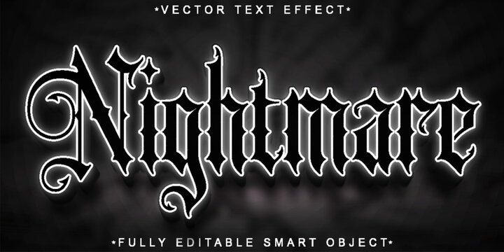 Silver And Black Nightmare Vector Fully Editable Smart Object Text Effect