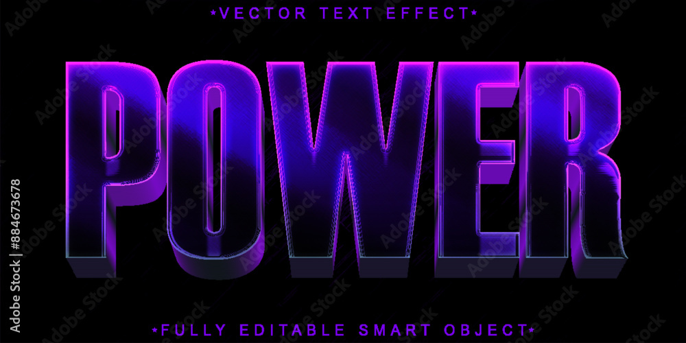 Poster purple power vector fully editable smart object text effect