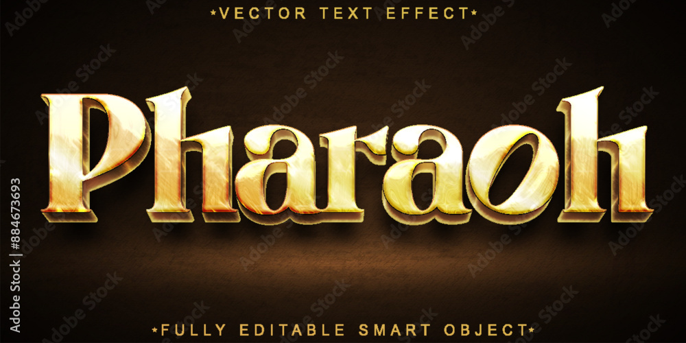 Poster shiny golden pharaoh vector fully editable smart object text effect