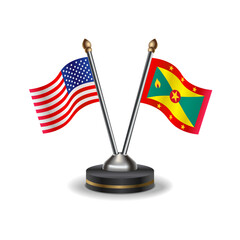 United States (USA) and Grenada table flags relation with background transparent