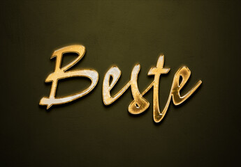 Old gold text effect of Turkish name Beste with 3D glossy style Mockup.