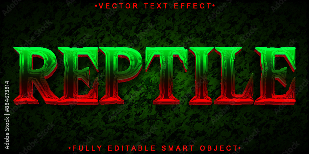 Poster green reptile vector fully editable smart object text effect