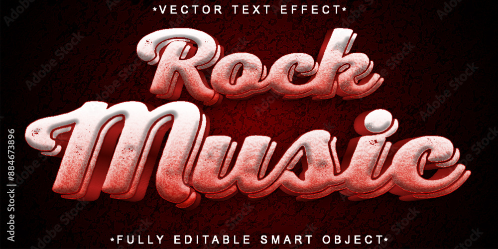 Poster red shiny rock music vector fully editable smart object text effect