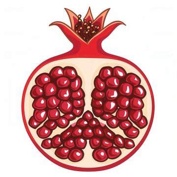 red pomegranate fruit cut open clip art preview