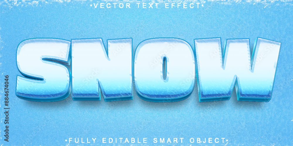 Poster cartoon winter snow vector fully editable smart object text effect