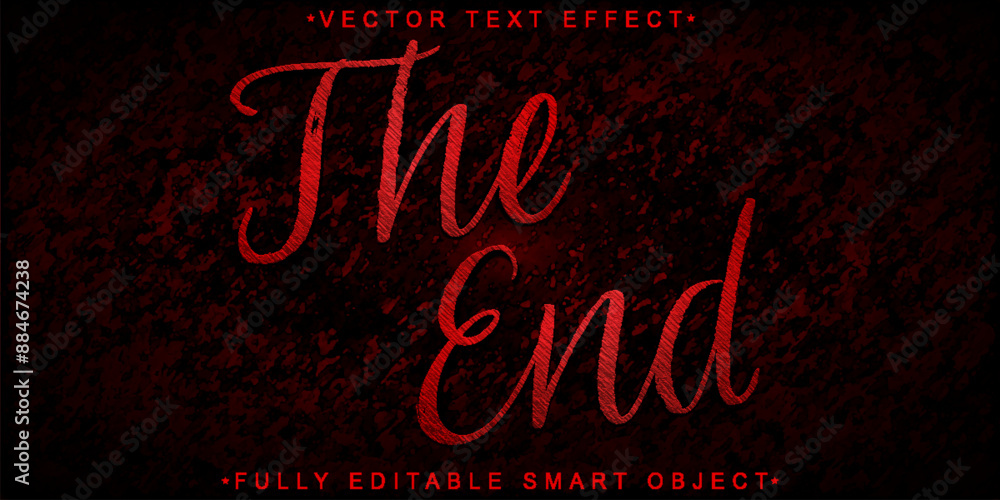 Poster red the end cowboy movie vector fully editable smart object text effect