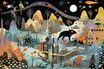 Whimsical Nighttime Forest