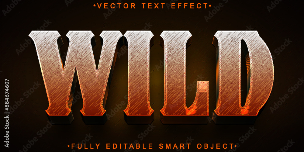 Poster brown wild vector fully editable smart object text effect