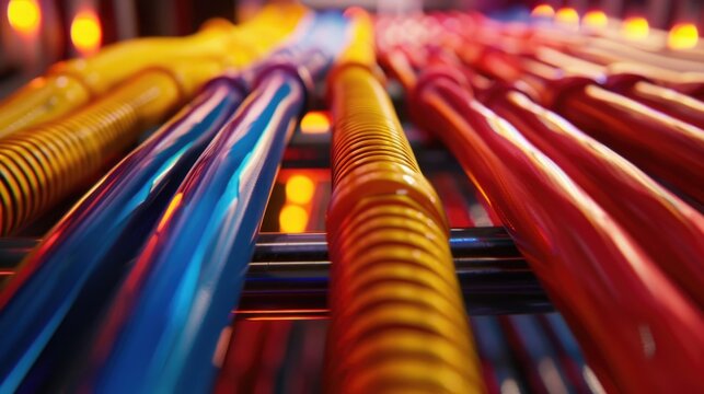 Close-up shot of colorful pipes