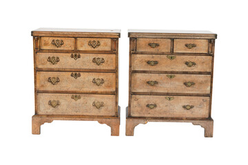 antique wooden cabinet is isolated on white background