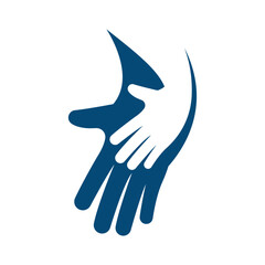 Charity, hand, volunteer icon. Vector illustration, flat design.