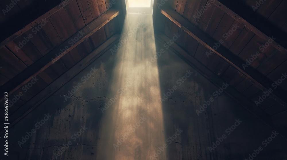 Poster A window in a building with sunlight shining through, suitable for use as an architectural or interior design reference image