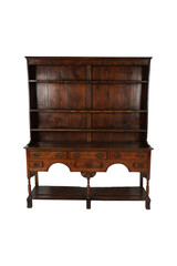 one antique old woodless brown almirah on white backgrounds