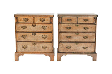 two wooden cabinet with drawers on white backgrounds