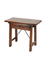 Old console table wooden table  with a drawer isolated on white background