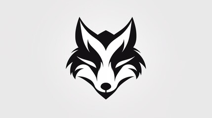 Obraz premium Stylized Fox Head Logo in Black and White Graphic Design