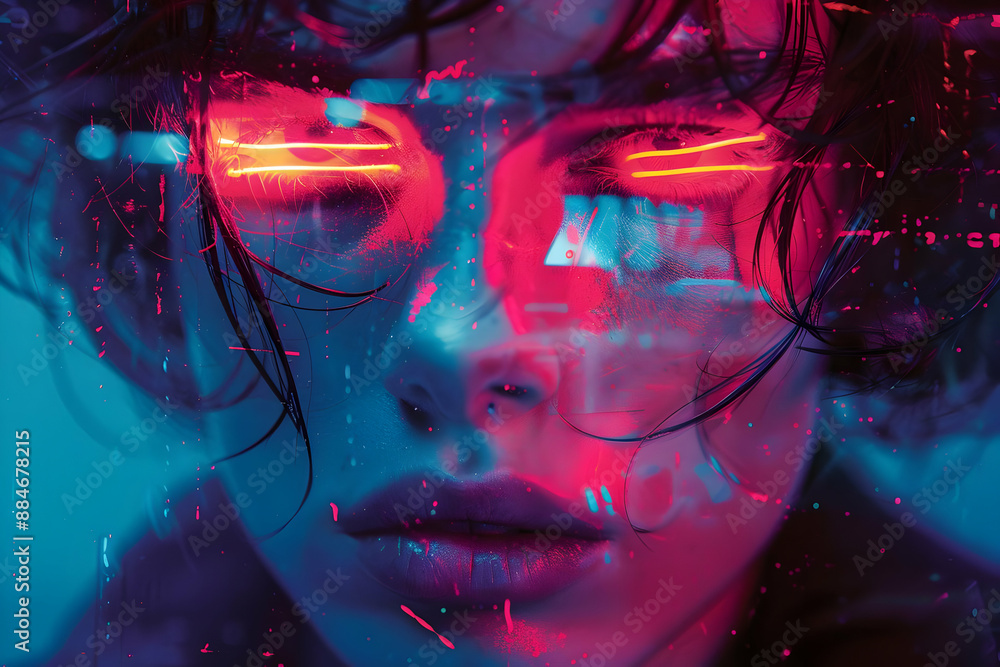 Poster Neon Lights Portrait