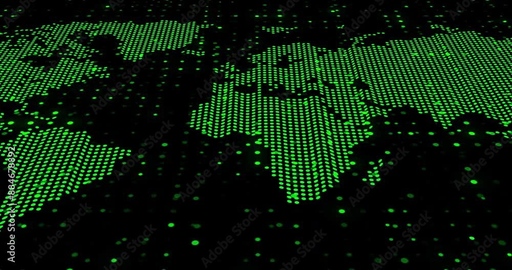 Aufkleber grid, connectivity and digital map of world for future technology, cyber infrastructure and iot on b