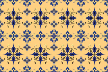 seamless pattern with blue flowers
