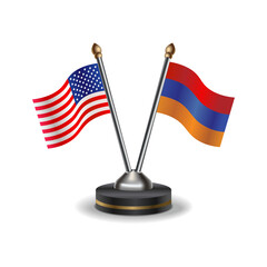 United States (USA) and Armenia table flags relation with background transparent