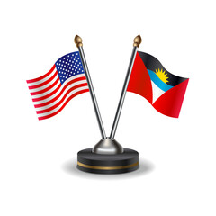 United States (USA) and Antigua and Barbuda table flags relation with background transparent