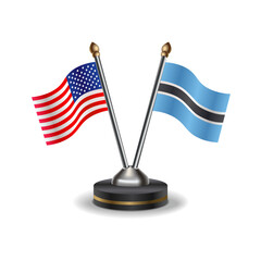 United States (USA) and Botswana table flags relation with background transparent