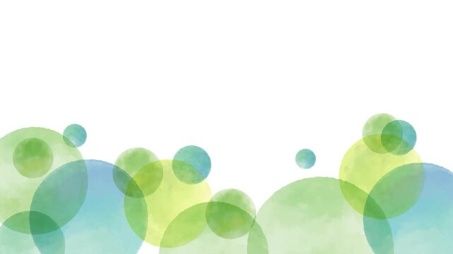 Watercolor illustration of a circle. Green animation. Loop background.(112)