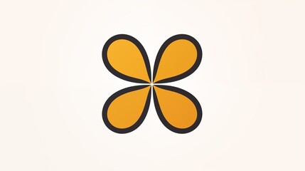 Abstract Symmetrical Orange Flower Design with Four Petals