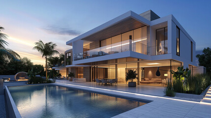 hotel in the evening
