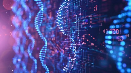 Abstract Tech Background Showcasing Innovations in Precision Medicine, Featuring Genomic Sequencing, Personalized Treatment Plans, and Data-Driven Healthcare Strategies Revolutionizing Patient Care wh