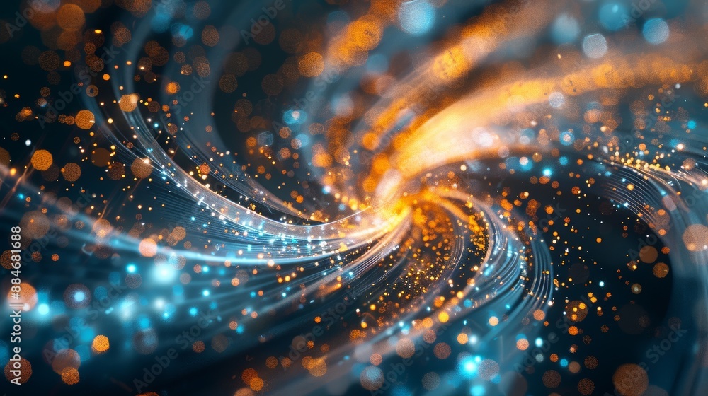 Poster dynamic flow wallpaper swirling lines and glowing particle background flowing lines and glowing sphe