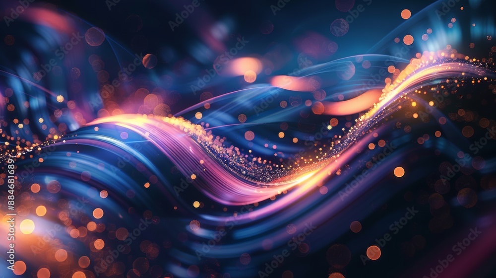 Poster dynamic flow wallpaper swirling lines and glowing particle background flowing lines and glowing sphe
