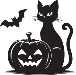 Haunted Halloween Cat Silhouette Svg