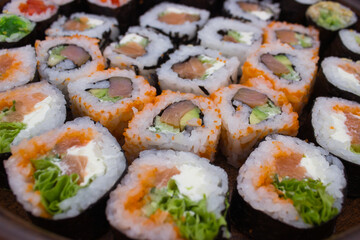 Close-Up of a Diverse Sushi Platter