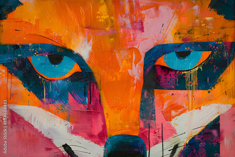 Wall mural Abstract Fox Face Painting