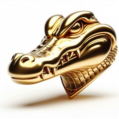 A 3D Gold stylized of alligator head with Eyebrow raised