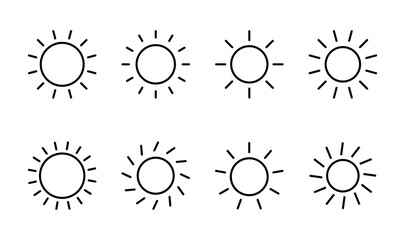 Sun icon set. Brightness Icon vector