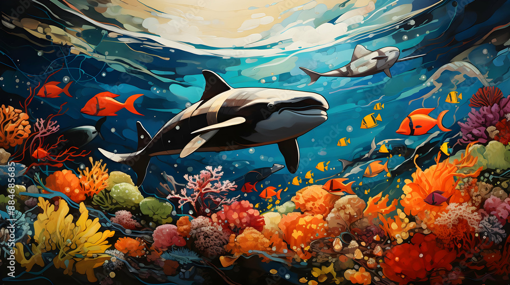 Wall mural Ocean Life: Fish & Coral Reef