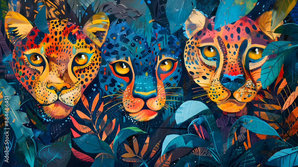 Poster Three Leopards in Jungle