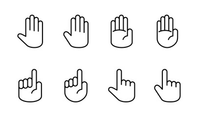 Hand icon set. hand vector icon, palm,click