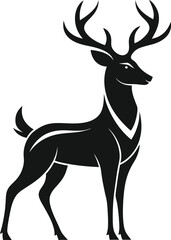 Obraz premium Deer stencil depicts elegant wildlife in black outline.