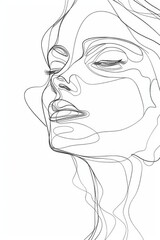 Minimalist abstract portrait of a woman, drawn with one line.