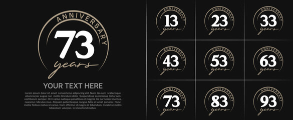 anniversary logotype set vector, white color with brown circle for special day celebration