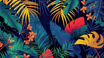 Fusion Banner of Brazilian Tropical Plants with Vibrant Colors and Patterns